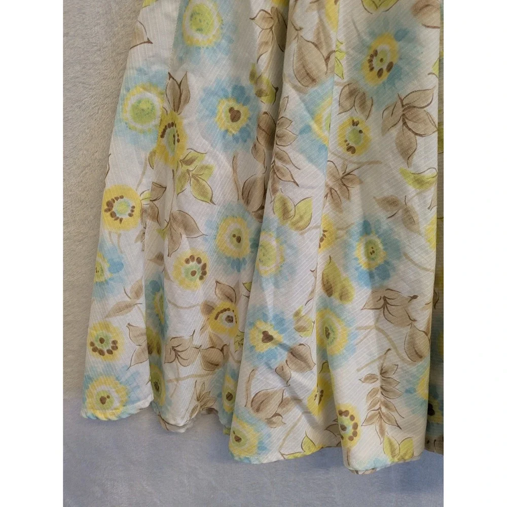 Ideology Floral Midi Skirt Size 4 White‎ Blue Yellow Vintage Style